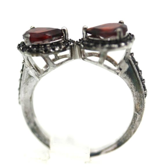 925 STERLING 3 stacking rings ruby red and black CZ's 7.4 grams Size 6 NOS - Picture 7 of 11